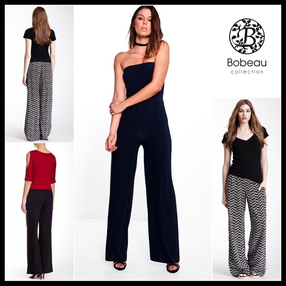 BLACK WIDE LEG KNIT STRETCH PALAZZO PANTS A2C - Picture 8 of 8